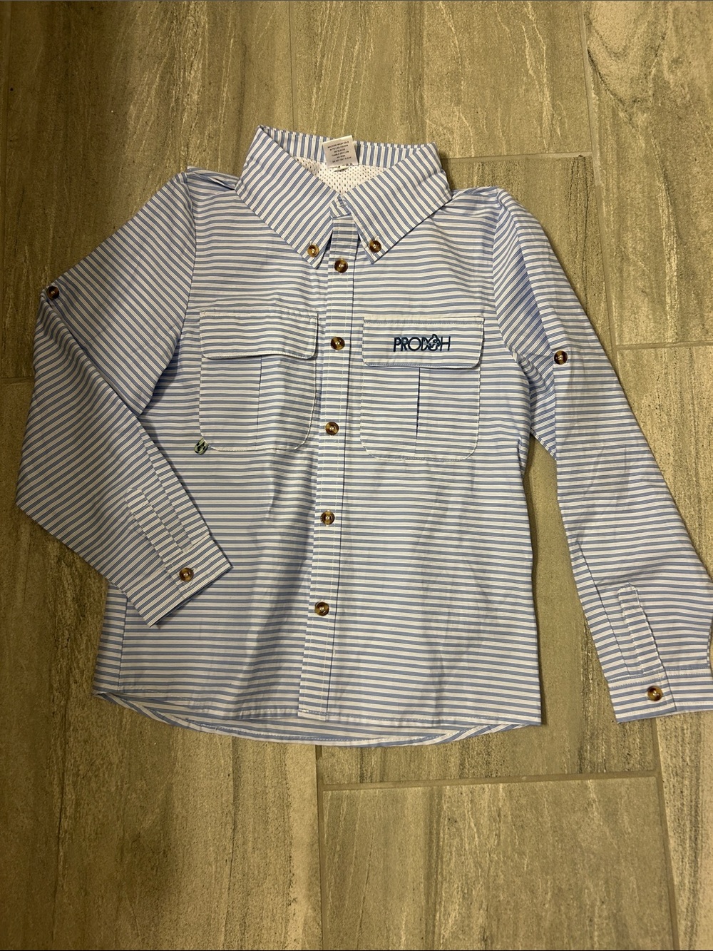 PRODOH Boys' Light Blue & White Striped Button-Down Shirt size 12